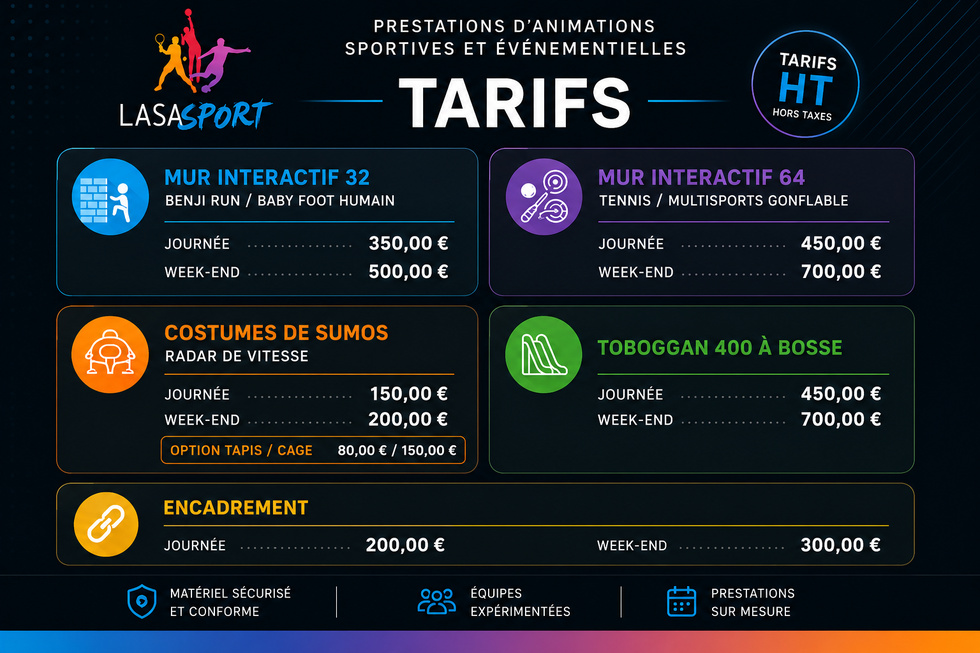TARIFS DE NOS LOCATIONS TARIFS DE NOS LOCATIONS